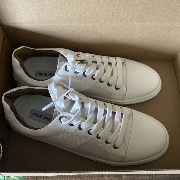 Steve Madden Men's P-Mistr Lace up Sneaker White Size 8,5 New - Picture 1 of 14